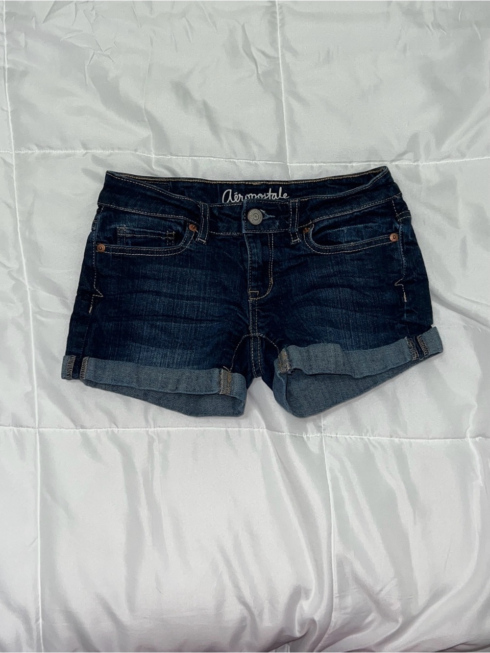 Vintage Aéropostale Blue Low Rise Denim Mini Shorts Women’s Size 000 Low Waist